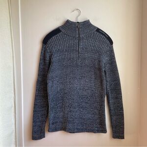 Calvin Klein Blue Mock Neck Sweater-minimalist Logo Knit